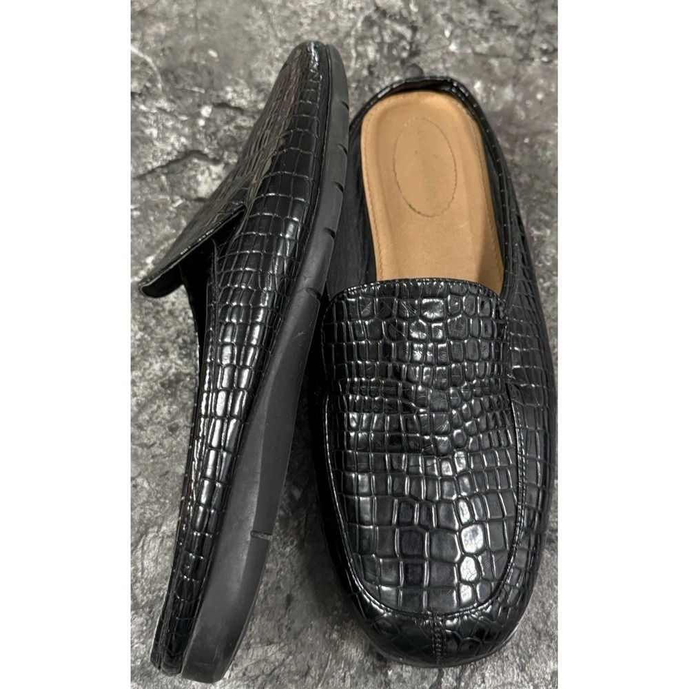 Comfortview The Estelle‎ Womens Slip On Croc Embossed Mule Black Sz 11WW
